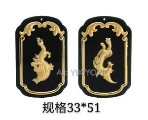 Natural Green Hetian Jade 18K Chinese Dragon Phoenix Pendant Necklace