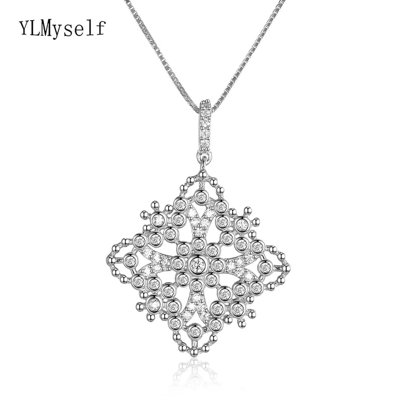 925 Silver Crystal Pendant Necklace Jewelry