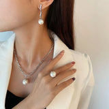 925 Silver Pearl Diamond Gemstone Wedding Drop Earrings