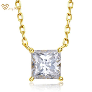 925 Silver 1CT Princess Cut Diamond Pendant Necklace