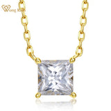 925 Silver 1CT Princess Cut Diamond Pendant Necklace