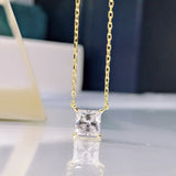 925 Silver 1CT Princess Cut Diamond Pendant Necklace