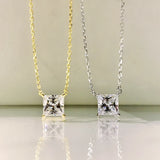 925 Silver 1CT Princess Cut Diamond Pendant Necklace