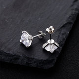 Sterling Silver High Carbon Diamonds Ear Stud Earrings