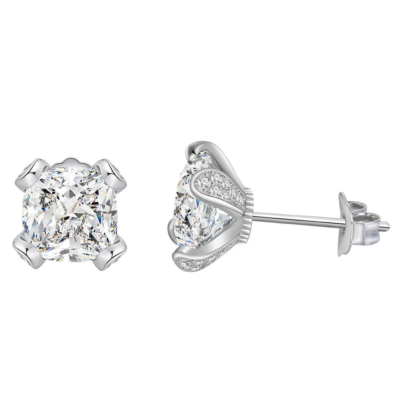 Sterling Silver High Carbon Diamonds Ear Stud Earrings