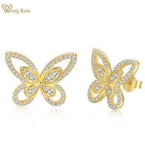 925 Silver Butterfly Moissanite Ear Studs Earrings Gift
