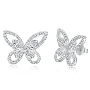 925 Silver Butterfly Moissanite Ear Studs Earrings Gift