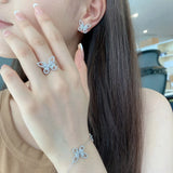 925 Silver Butterfly Moissanite Ear Studs Earrings Gift