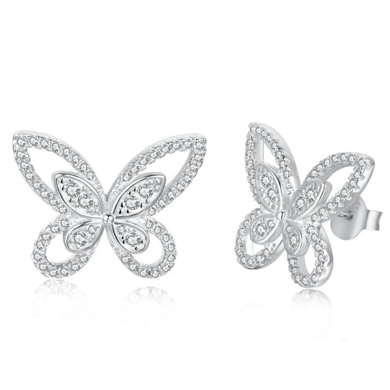 925 Silver Butterfly Moissanite Ear Studs Earrings Gift