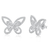 925 Silver Butterfly Moissanite Ear Studs Earrings Gift