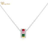 925 Silver Diamond Circle Pendant Necklace 18K Plated Fine Jewelry