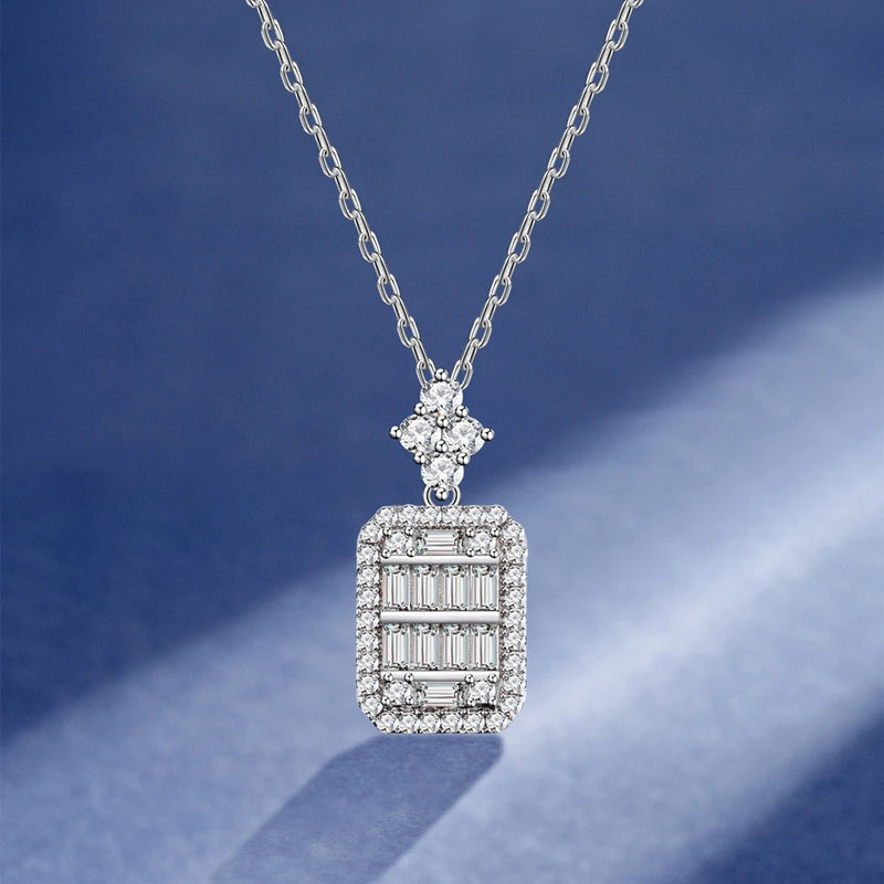 925 Silver Created Moissanite Daily Pendant Necklace For Women