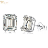 925 Silver Emerald Cut 4CT Diamond Ear Stud Earrings