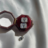 925 Silver Emerald Cut 4CT Diamond Ear Stud Earrings