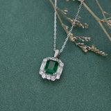 925 Silver Emerald Diamond Necklace