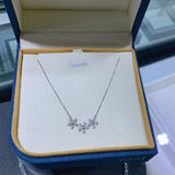 925 Silver Flower Diamond Gemstone Pendant Necklace