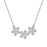 925 Silver Flower Diamond Gemstone Pendant Necklace