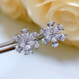 925 Silver Flower Lab Sapphire Diamond Earrings