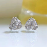 925 Sterling Silver Diamond Ear Stud Earrings 18K Plated