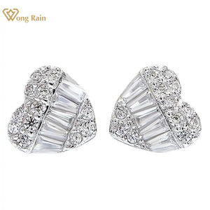 925 Sterling Silver Diamond Ear Stud Earrings 18K Plated