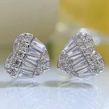 925 Sterling Silver Diamond Ear Stud Earrings 18K Plated