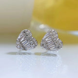 925 Sterling Silver Diamond Ear Stud Earrings 18K Plated
