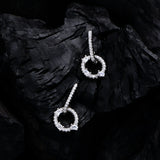 925 Silver Diamond Circle Dangle Earrings Wedding Jewelry