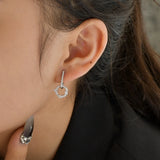 925 Silver Diamond Circle Dangle Earrings Wedding Jewelry