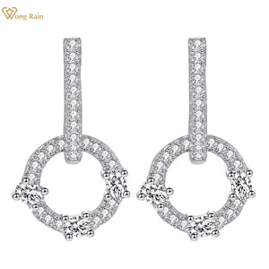 925 Silver Diamond Circle Dangle Earrings Wedding Jewelry