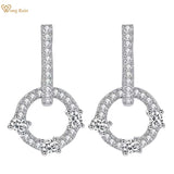 925 Silver Diamond Circle Dangle Earrings Wedding Jewelry