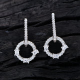 925 Silver Diamond Circle Dangle Earrings Wedding Jewelry