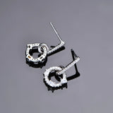 925 Silver Diamond Circle Dangle Earrings Wedding Jewelry