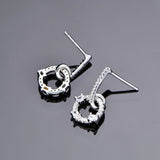 925 Silver Diamond Circle Dangle Earrings Wedding Jewelry