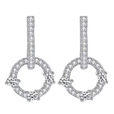 925 Silver Diamond Circle Dangle Earrings Wedding Jewelry