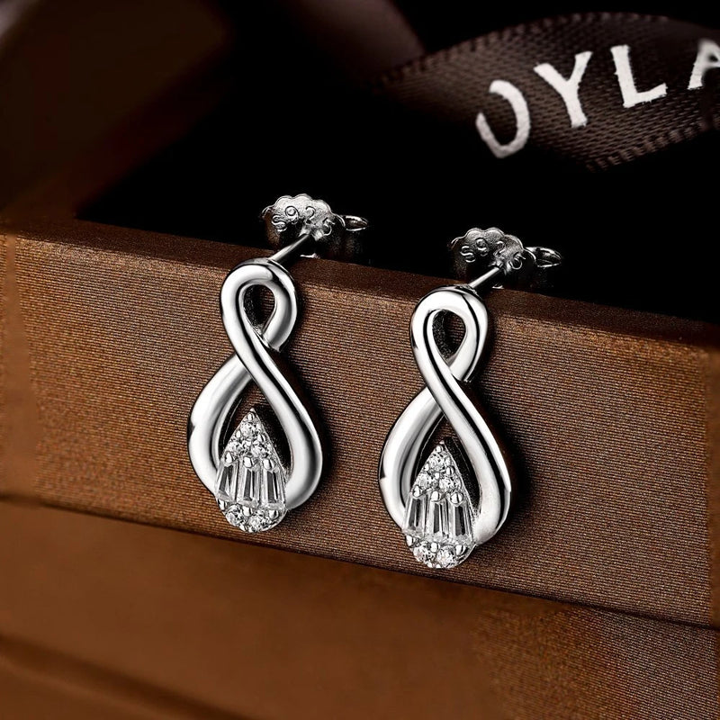 925 Silver Diamond Gemstone Ear Studs Wedding Earrings