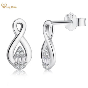 925 Silver Diamond Gemstone Ear Studs Wedding Earrings