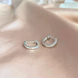 925 Silver Hoop Earrings with Diamonds Gemstone