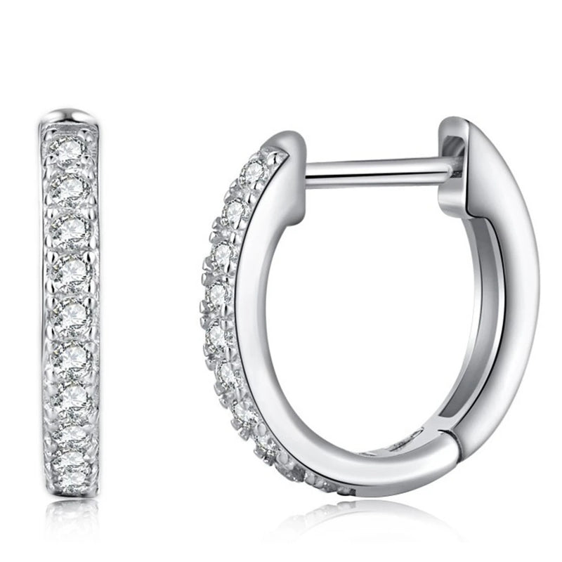 925 Silver Hoop Earrings with Diamonds Gemstone