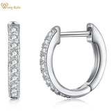 925 Silver Hoop Earrings with Diamonds Gemstone