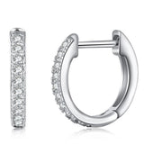 925 Silver Hoop Earrings with Diamonds Gemstone