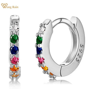 925 Sterling Silver Small Hoop Earrings With Diamonds Gemstone