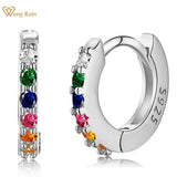 925 Sterling Silver Small Hoop Earrings With Diamonds Gemstone