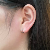 925 Sterling Silver Small Hoop Earrings With Diamonds Gemstone