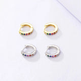 925 Sterling Silver Small Hoop Earrings With Diamonds Gemstone