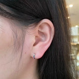 925 Sterling Silver Small Hoop Earrings With Diamonds Gemstone