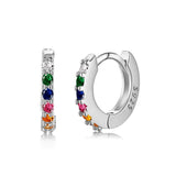 925 Sterling Silver Small Hoop Earrings With Diamonds Gemstone