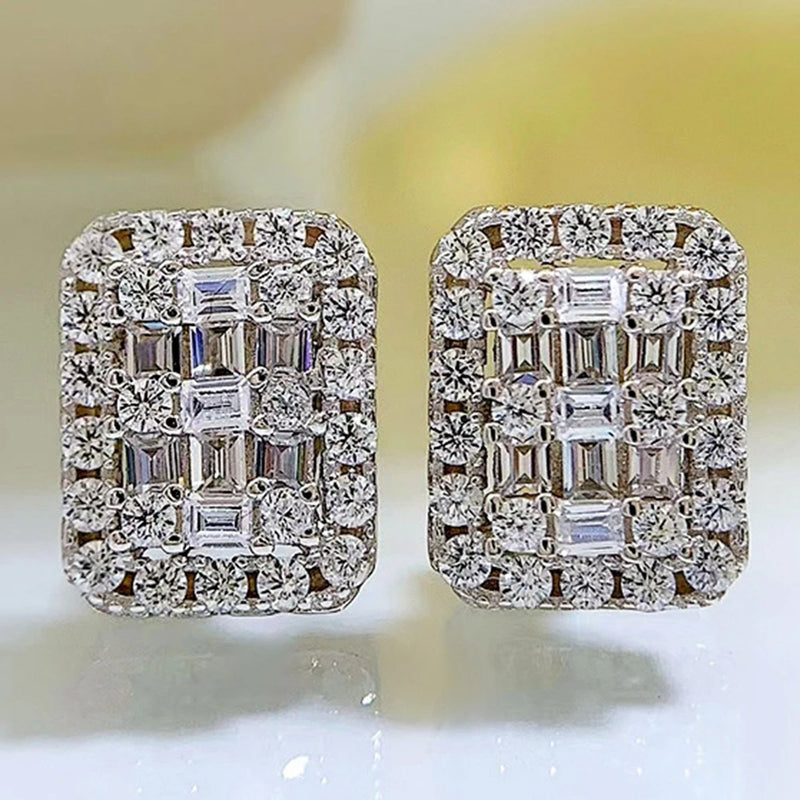925 Silver Diamonds Gemstone Ear Studs Earrings Jewelry