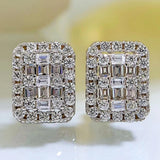 925 Silver Diamonds Gemstone Ear Studs Earrings Jewelry