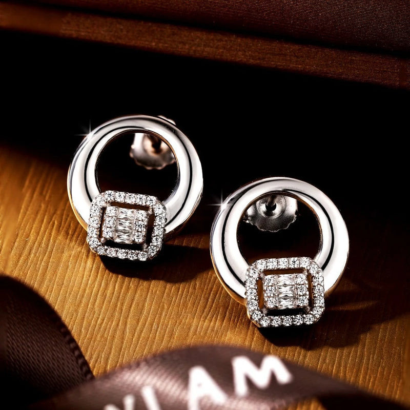 925 Sterling Silver High Carbon Diamonds Gemstone Ear Studs Earrings