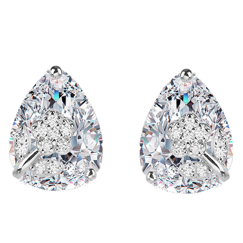 925 Silver Diamond Stud Earrings 18K Plated Flowers